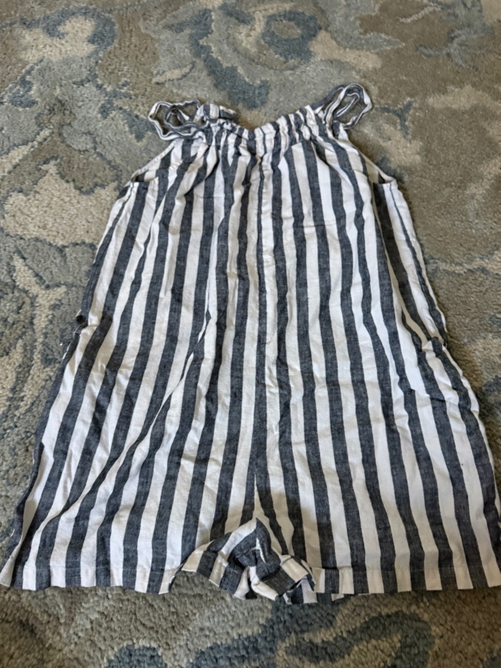 Zara Black and White Striped Girls Romper